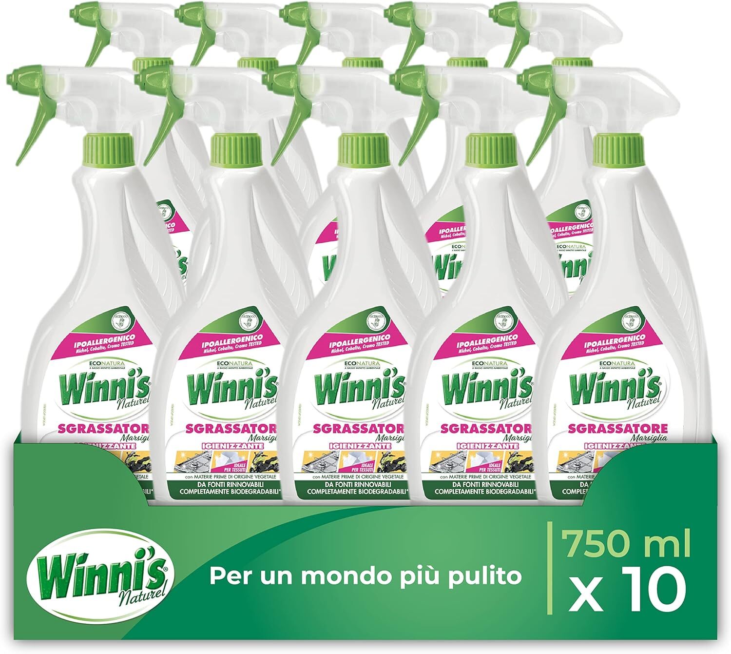 Winni's Sgrassatore Spray Universale Marsiglia Azione Sgrassante 500ML X 10