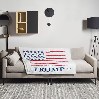 Trump USA Flag Throw Blanket