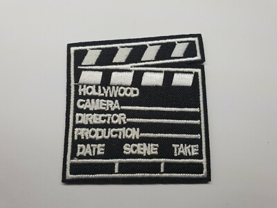 Quality Iron/Sew on Movie Clapper board patch biker clapperboard take 2 slate
