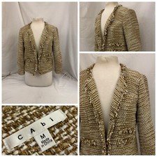 Cabi Blazer Jacket M Tan Poly Acrylic Lurex Weave Clasps LNWOT YGI U1-212