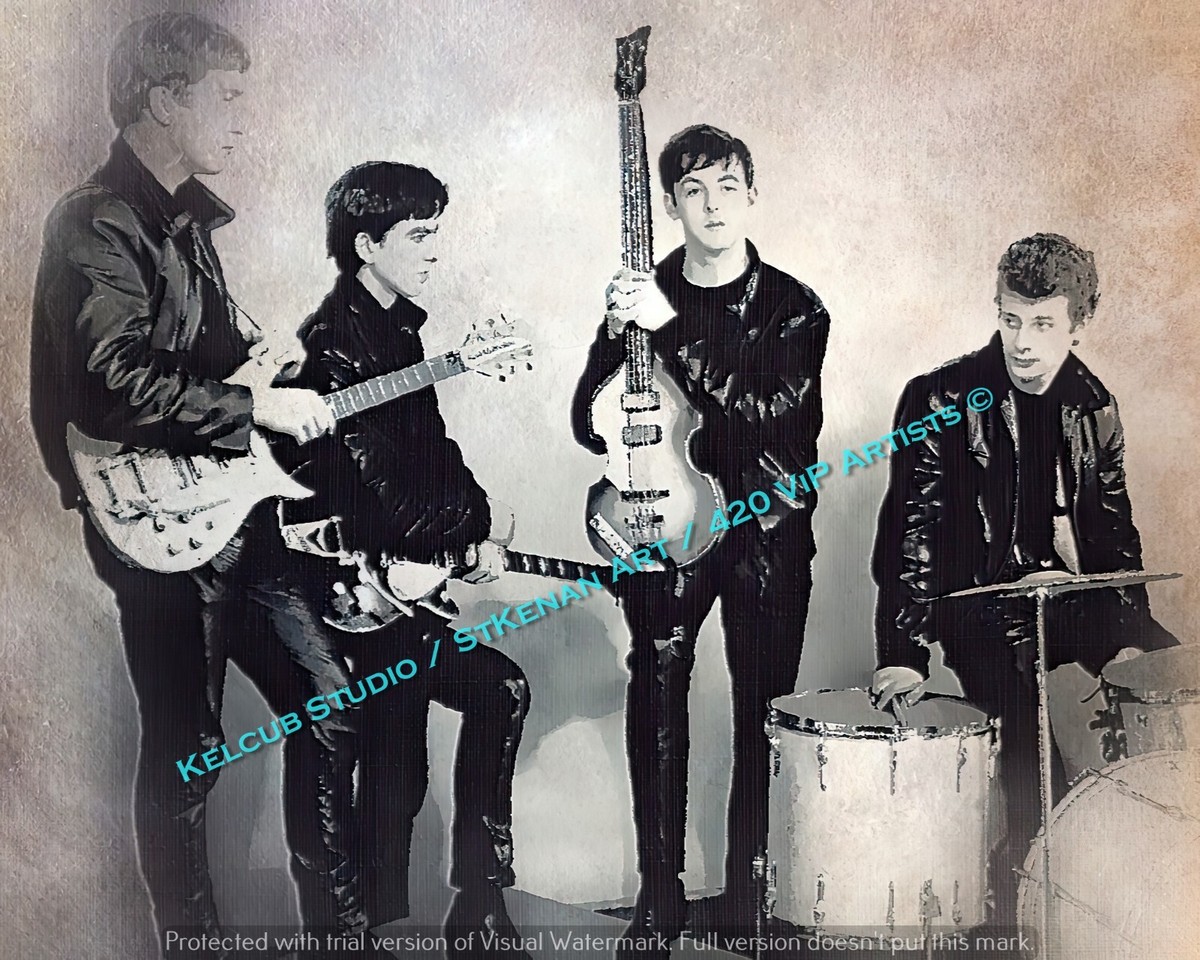EARLY BEATLES 1961 Oil Style Art Print Var Sizes/Matting Opts