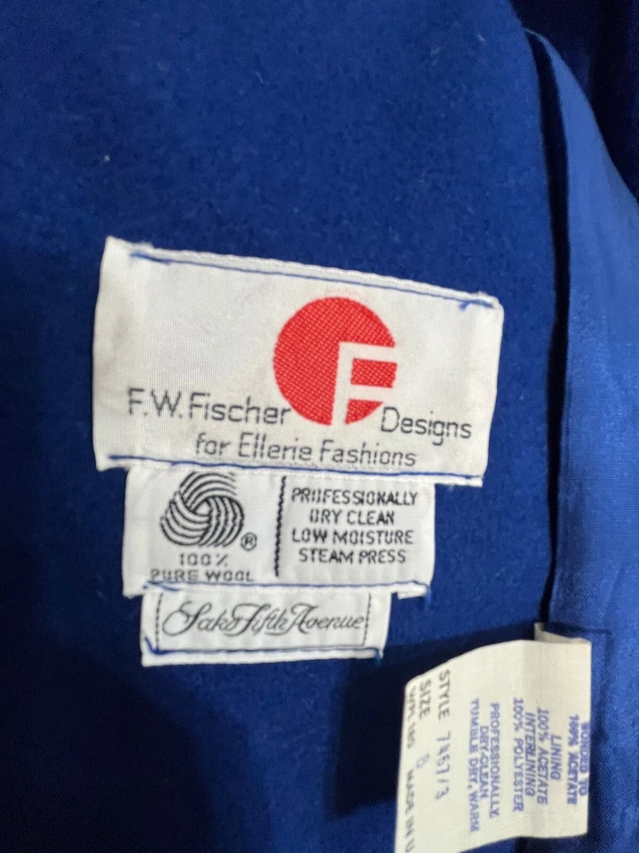 Abrigo largo de lana para niños F.W Fischer Designs EE. UU. de colección ribete de terciopelo azul talla 8 Foto 4 de 4