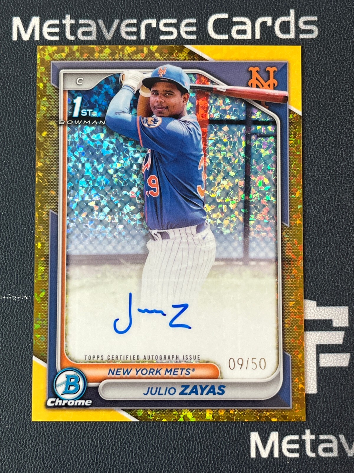 2024 Bowman Chrome 1ST Gold Mini Diamond Refractor Auto Julio Zayas 09/50