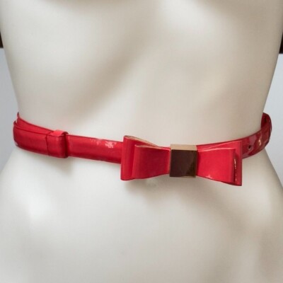 Belt Women's Faux Patent Leather Bow Slide Adjustable Size L