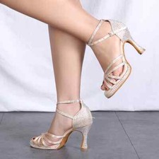 Women Latin Dance Shoes Salsa Jazz Shoes Girls Sandals with Platform Low Heel