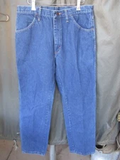 Vtg US Made RUSTLER Denim Blue Jeans, size 34 waist x 29.5 inseam