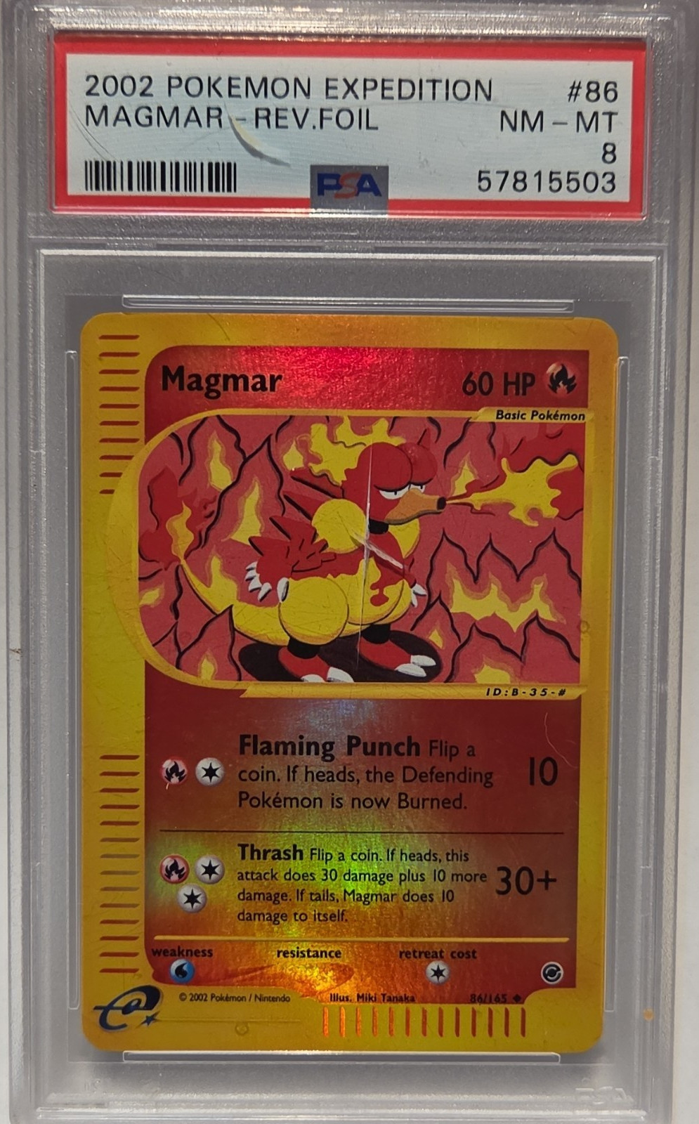 Pokemon TCG Expedition 2002 Magmar 86/165 Reverse Holo PSA 8 English
