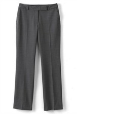NWT LANDS' END WOMENS WASHABLE WOOL CURVY MODERN PANTS LIGHT CHARCOAL HEATHER 8P