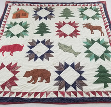 Vintage Handmade Beautiful Bear's Paw Patchwork Multicolor 81x81 Inch