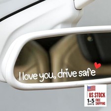 3X I Love You Drive Safe Mirror Sticker, Cute Car Stickers White and Red Heart