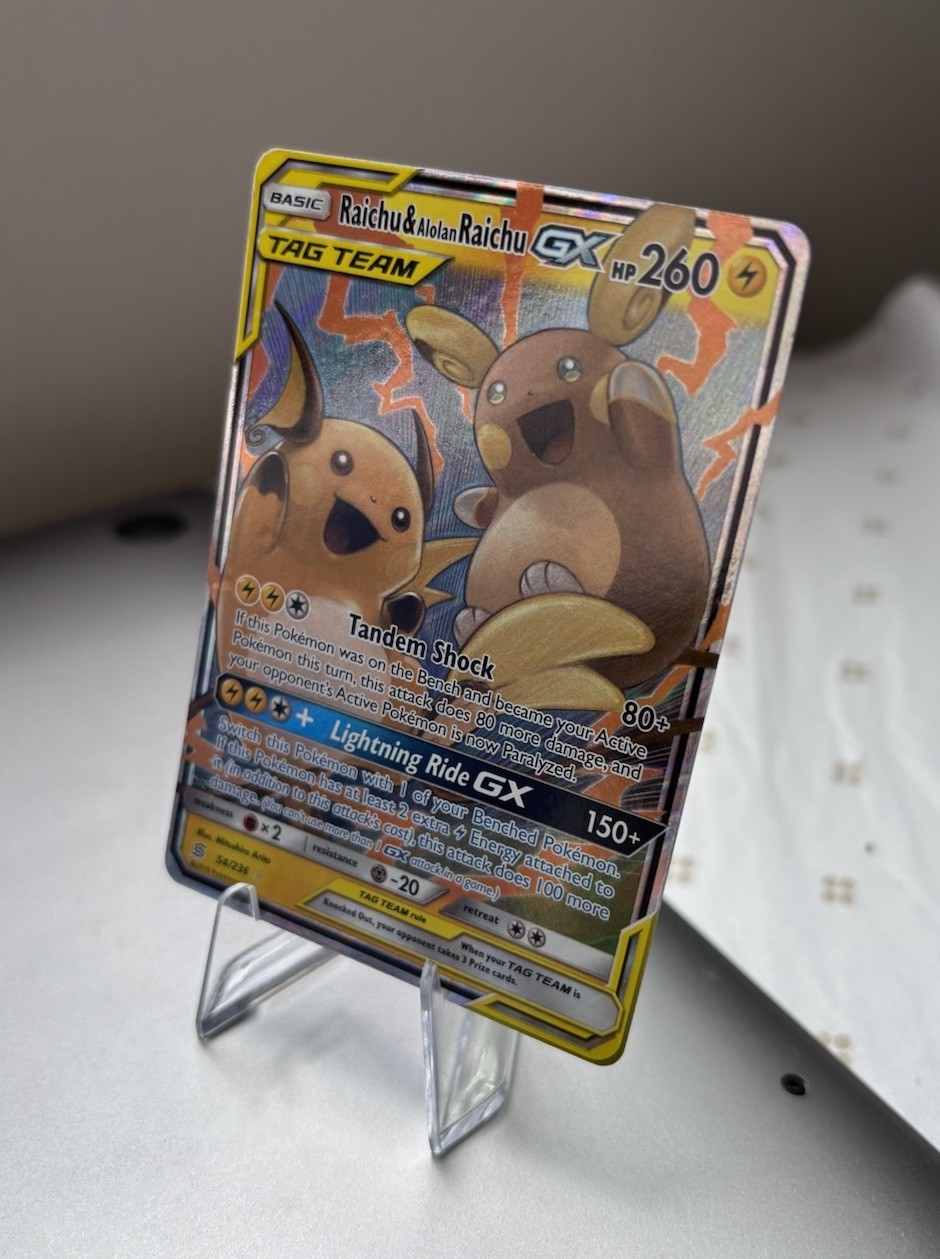 Pokemon TCG Raichu & Alolan Raichu GX 241/236 TAG TEAM Unified Minds Ultra Rare