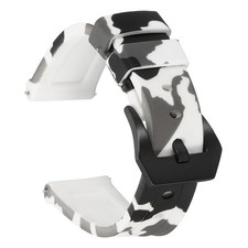 Silicone Watch Bands 20mm Soft Watch Band with Black Buckle, Camo White