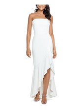 XSCAPE Womens Ivory Ruffled Strapless Above The Knee Evening Hi-Lo Dress 6