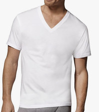 T Shirt V Neck White Most Comfortable 100 Cotton Men's L By Hanes