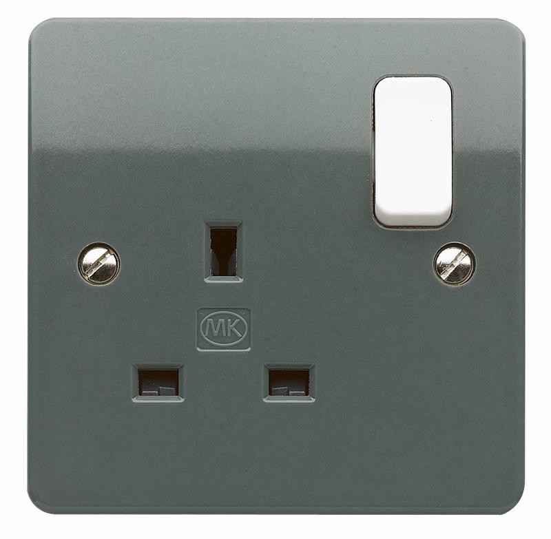 MK - Logic Plus 13A 1 Gang DP Switched Socket, Grey with White Rocker