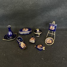 Lot of 8 Limoges Cobalt Blue And Gold Miniatures