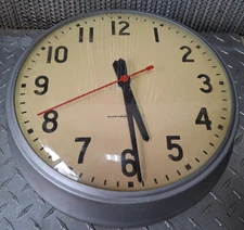 National Time Synchron Analog Clock With Cream Dial 14.5" Dia Steel Glass Cover