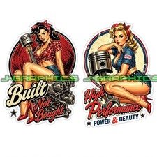 Pin Up Piston Built Not Bought Pinup Art Hot Rod Vinyl Decal Sticker 2 Pack J Pin Up Piston Built Not Bought Pinup Art Hot Rod Vinyl Decal Sticker 2 Pack J