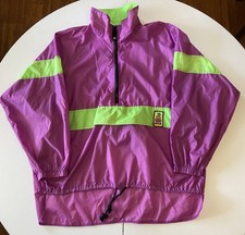 Vintage Ocean Pacific 1/2 Zip Multicolor Kangaroo Pocket Windbreaker Men s XL