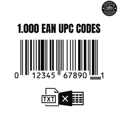 1000 EAN UPC Codes for Amazon Certified GS1 Numbers Lifetime
