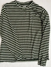 Oobe Brand 161 King St Long Sleeve Size M Green and White Striped