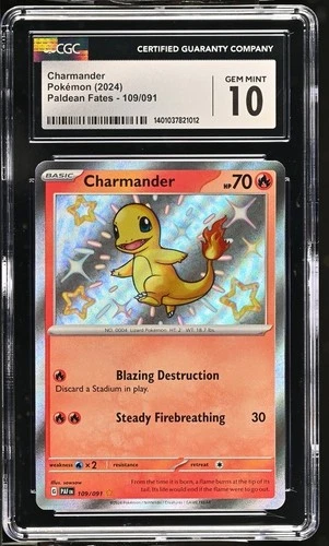 CGC 10 Charmander Holo Card 109/091 SV Paldean Fates Pokemon TCG