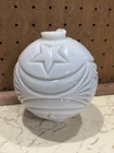 OLD ORIGINAL MOON & STARS LIGHTNING ROD WEATHERVANE BALL MILK GLASS GLOBE RARE