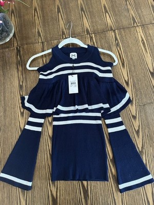 NWT John & Jenn Small Bare Shoulder Navy  sweater Size Sm (MSRP 59.99)