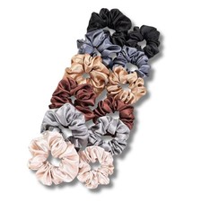 12PCS Satin Scrunchies Pack for Women and Girls, Soft Silk Hair Ties for Slee...