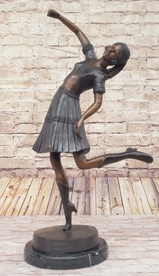 Handmade bronze sculpture Marble Chiparus Dancer Lady Egyptian Signed Artwork