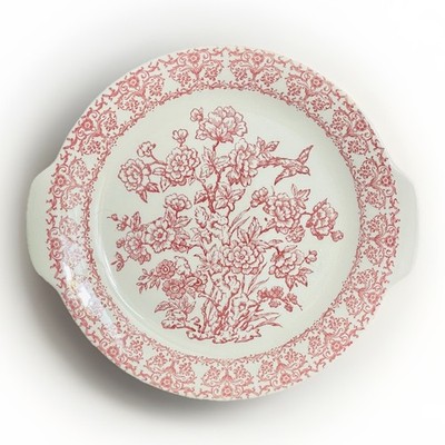 Royal China Memory Lane C52 Chop Plate Red Under glaze Floral Vintage