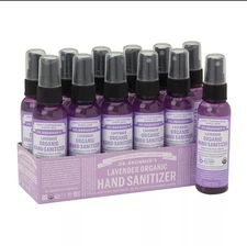 12-Pack Dr. Bronner's Organic Lavender Hand Cleaning Spray Bottle EXP 09/2027