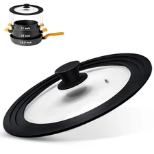 Universal Lid for Pots, Pans and Skillets, Pot Lid With Silicone Rim and Temp...