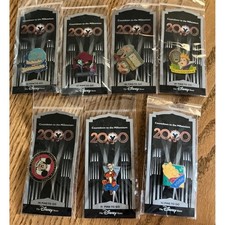 Disney Store Countdown to the Millennium 2000 Pin Set 7, 87-93 Pooh Maleficent