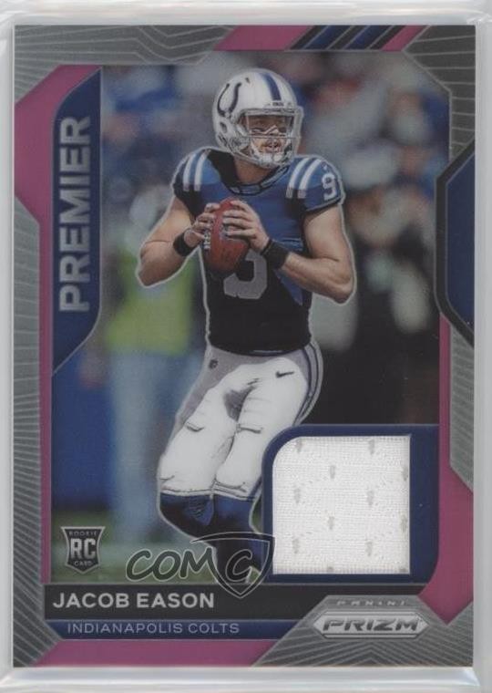 2020 Panini Prizm Premier Jerseys Pink Prizm Jacob Eason #13 Rookie RC md3