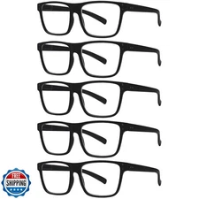 Kerecsen 5 Pack Oversized Reading Glasses Blue Light Blocking Square Large Fr