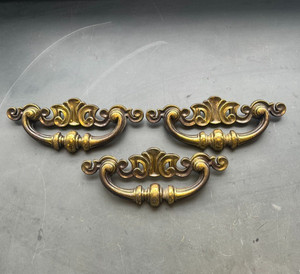 Vintage KBC Brass Drawer Pulls Chippendale Batwing Ornate Replacement Lot of 3