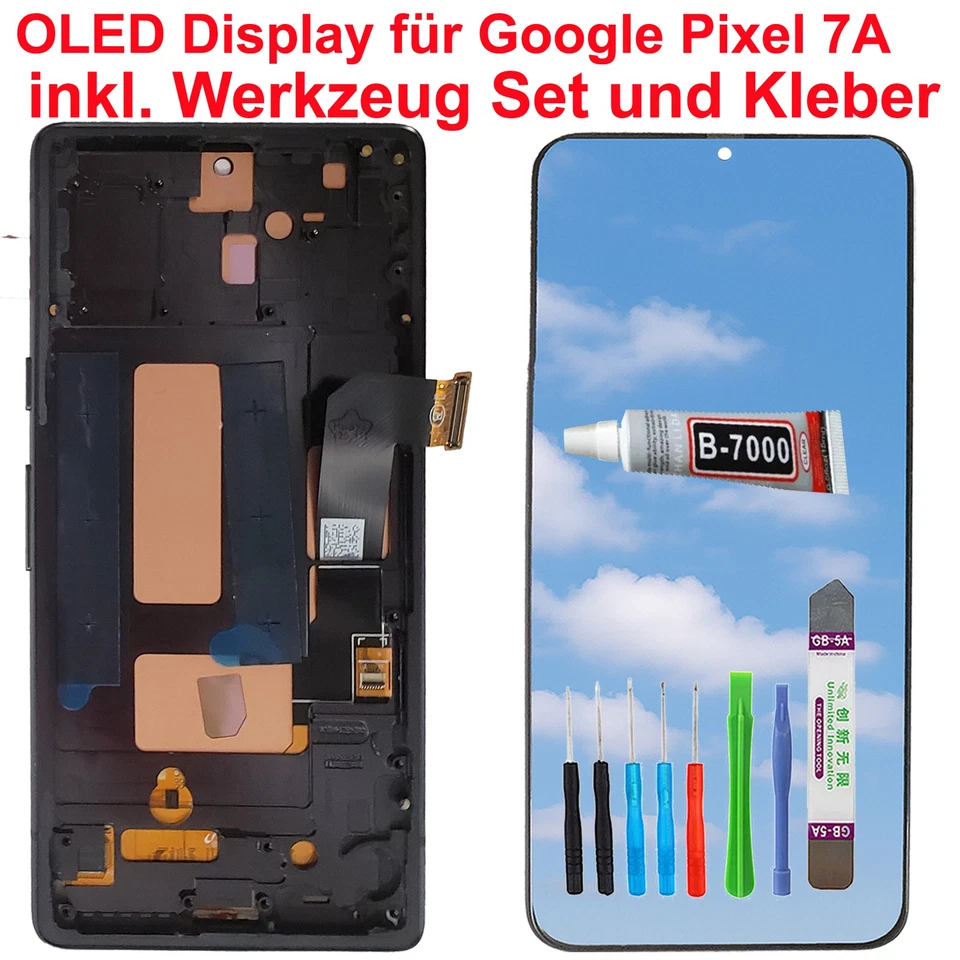 TOP-HX OLED Display für Google Pixel 7a G82U8 G0DZQ LCD Bildschirm auf Rahmen + TOOL