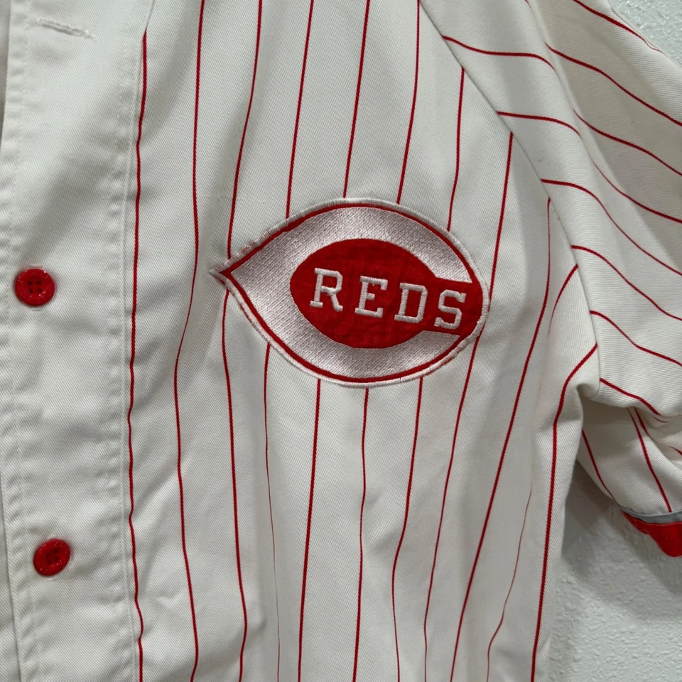 Vintage Cincinnati Reds Starter Baseball Jersey XL Pinstripe MLB National League - Image 2 of 4