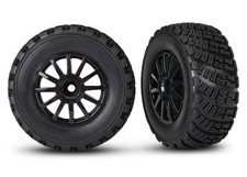 Traxxas Assembled Tires  black spoke wheels