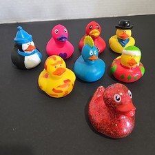 Lot of 8 Rubber Ducks Multicolor 2" Various Looks
