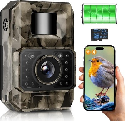 Wildkamera WiFi Bluetooth 48MP 30FPS Trailkamera mit Nachtsicht Moti...