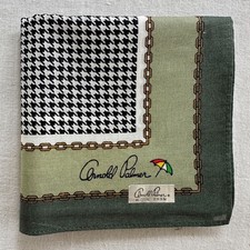Vintage Handkerchief Cotton Black Houndstooth Green Border Pocket Square 18" E