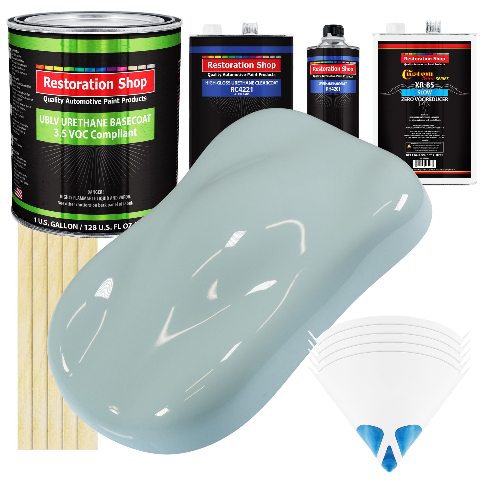 Diamond Blue Low VOC Slow Gallon Urethane Basecoat Auto Paint Kit with Clearcoat