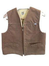 VTG CARHARTT Vest Mens XL Tan Sherpa Lined Duck Canvas USA Work 6SV Distressed