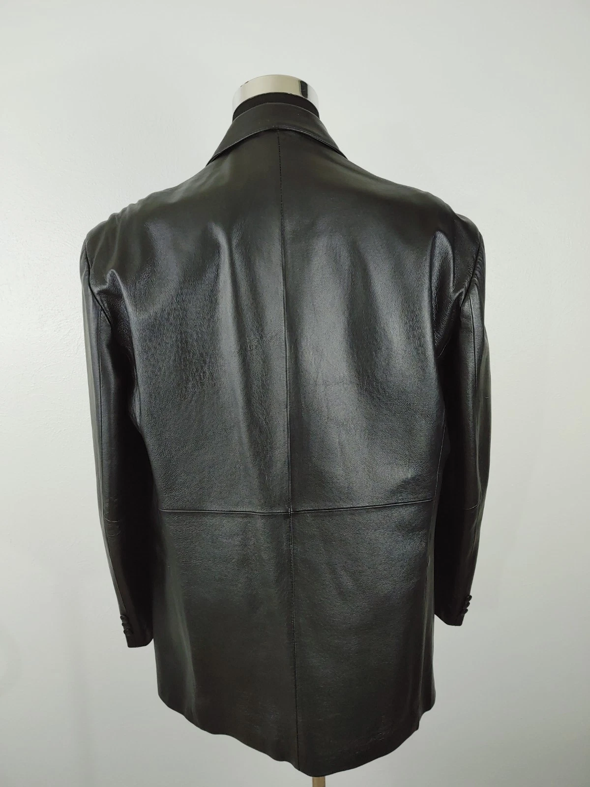 Stafford Leather Blazer Men's Large Black Genuine 3-Button Sport Coat Jacket 44R - product detail image 13