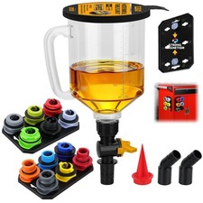 18-Piece No Spill Oil Funnel Kit with 12 Adapters, Magnetic Tray Elbow Fitting
