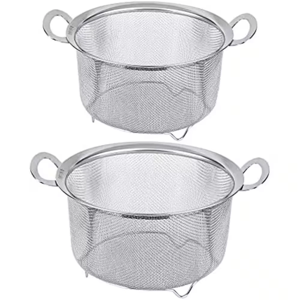 Stainless Steel Kitchen Strainer Set, 3 Qt. and 4 Qt. Colanders with Handles, Fi
