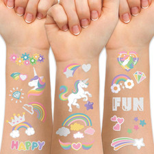 Temporary Tattoo for Kids Unicorn Rainbow Flower Cute-118 Glitter Styles Crown S