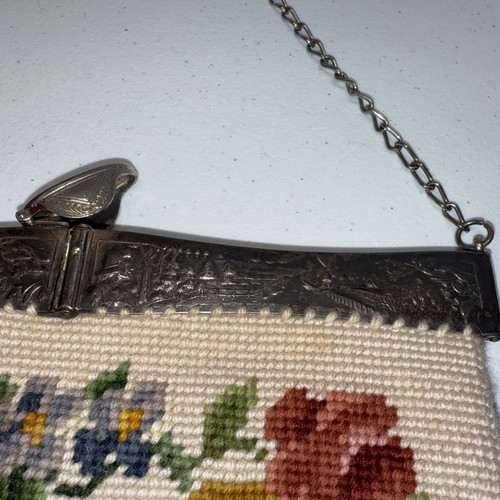 Vintage Antique Dutch Tapestry Floral Metal Frame Purse Clutch Bag - Picture 6 of 21